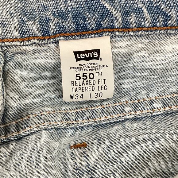 Vtg 1995 Levis 550 Jeans Size 34 Relaxed Fit Orange Tab Workwear Actual 32x30 - Picture 10 of 16